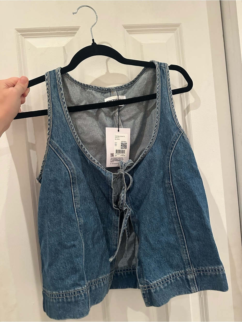 Princess Polly Blue Denim Tie-Front Tank